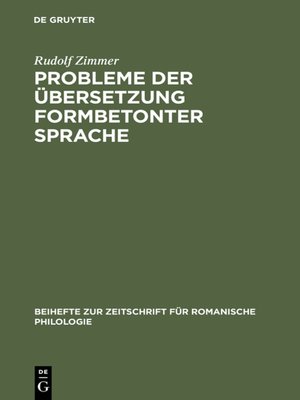 cover image of Probleme der Übersetzung formbetonter Sprache